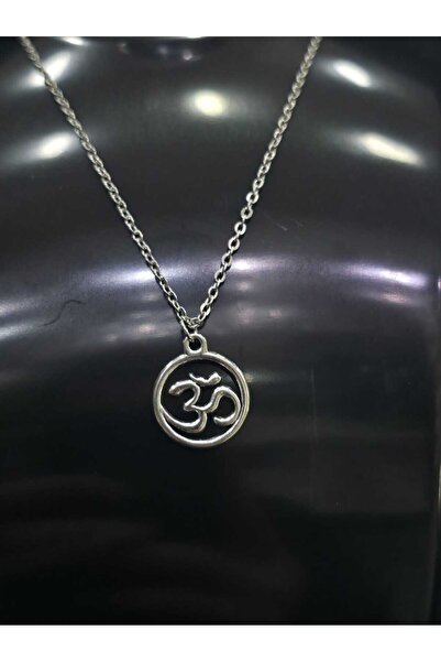 sarıyer silver Om Aum Ohm Written Yoga Style Stylish Design Steel Necklace Su...