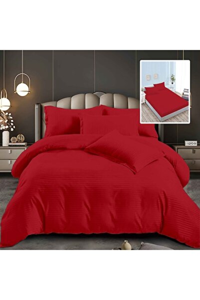 NufJoy Damask Policotton 6-piece Double Bedding Set - Cherry Red