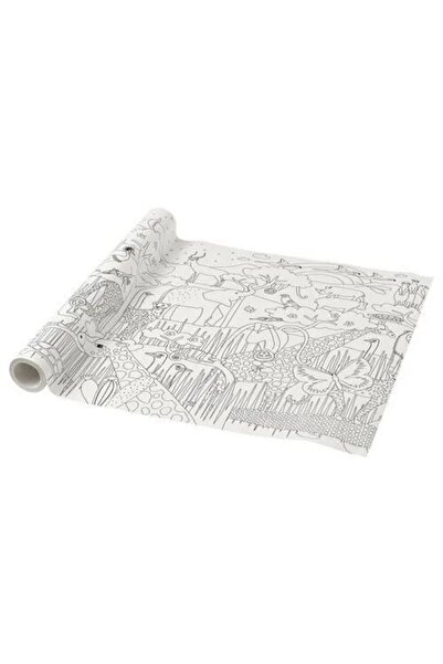 IKEA SANDLÖPARE Rulo Boyama Kağıdı 10 m – Beyaz Savanah Desenli Çocuk Aktivite Kağıdı