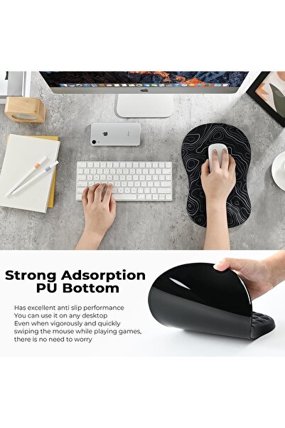 EooCoo Mouse Pad Wrist Support with Massage Design, Ergonomic Mouse Mat (12x8 inch, Stripe)