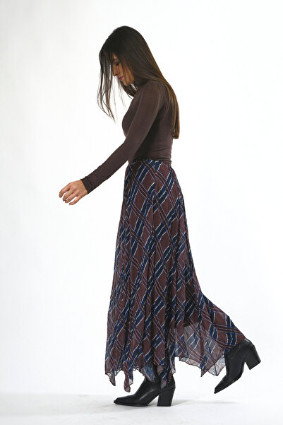 ABBRA Fusta în carouri cu talie elastică căptușită pentru femei