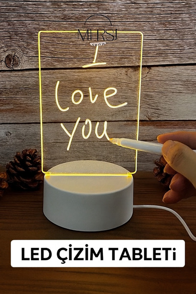 Mersi SHOP LED Çizim Tabletli Gece Lambası | Yazılabilir Silinebilir Aydınlat...