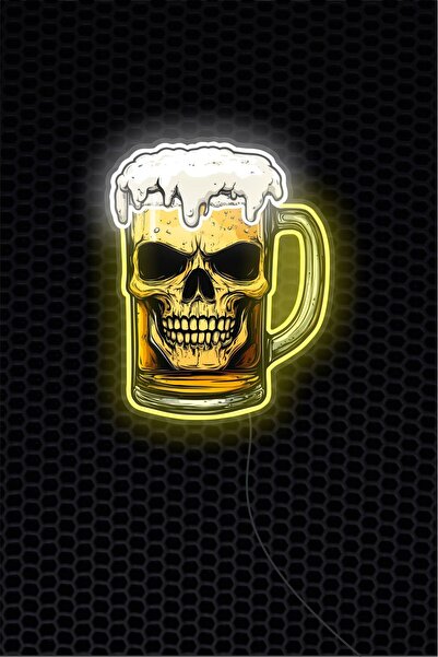 Laputa Tükkan Bira Bardağı Kuru Kafalı Neon Led Tabela Tablo Gece Aydınlatma ...