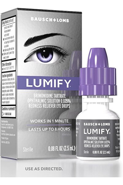 Lumify قطرات العين لتخفيف الاحمرار، تعمل في دقيقة واحدة، تدوم حتى 8 ساعات، معقمة، 0.08 أونصة سائلة (عبوة)