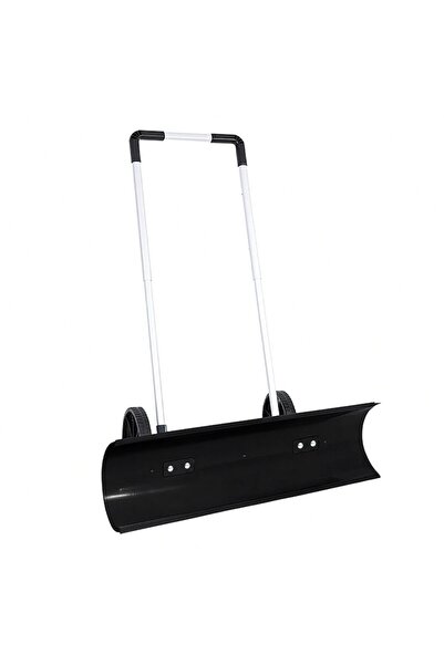 Optim Solution Snow Plow with Wheels - 95 cm Adjustable Blade & Handle, Steel/ABS/Polypropylene, Black