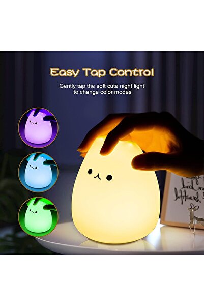 Nnewvante LED Cat Night Light — Battery Powered Silicone, Warm White & 7-Color Modes
