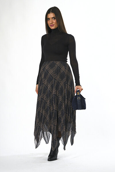 ABBRA Fusta în carouri cu talie elastică căptușită pentru femei