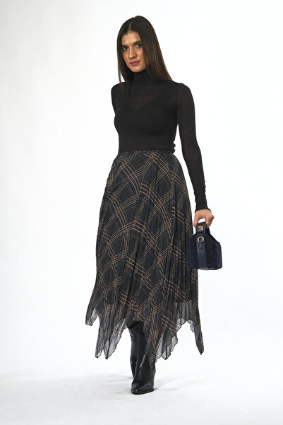 ABBRA Fusta în carouri cu talie elastică căptușită pentru femei