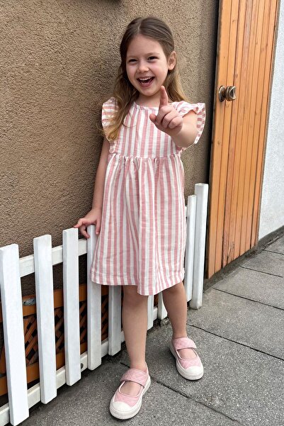 Breeze Girl's Dress with Button Detail on the Back and Ruffled Sleeves, Ages 3-8, Ecru