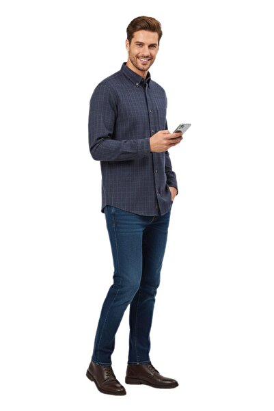 KAMER Ανδρικό χειμερινό μακρυμάνικο πουκάμισο 3532 BGL-ST04803