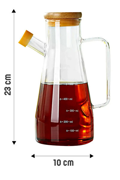 Flash Bazaar Glass Oil Pot with Bamboo Lid Vacuum Borosilicate Glass Vinegar Bottle Olive Oil Bottle Oil Dispenser 900ml