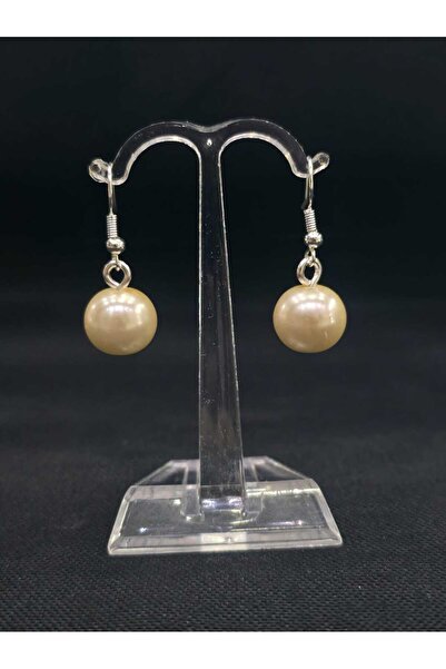 sarıyer silver Majorca Pearl Dangle Design Dark Color 12 Mm. Measure Stylish Style Mallorcan Pearl Steel Earrings
