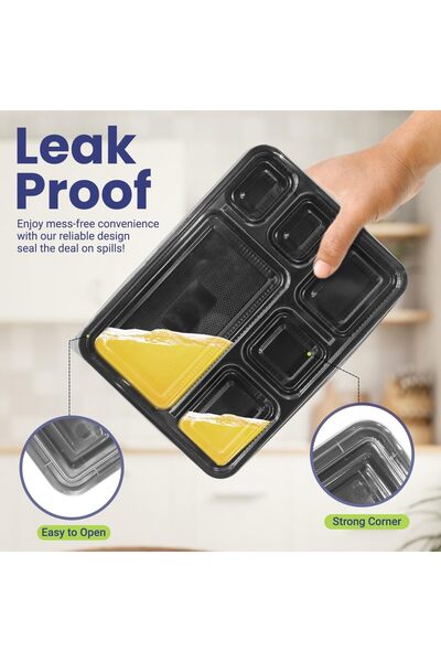 SNH Packing 12 Pieces Disposable Microwave Container Rectangular - 6 Compartment