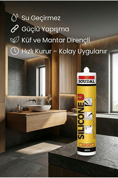 Soudal Şeffaf Silikon 280 gr 1 Adet – Su Sızdırmaz, Kokusuz, Profesyonel İzol...
