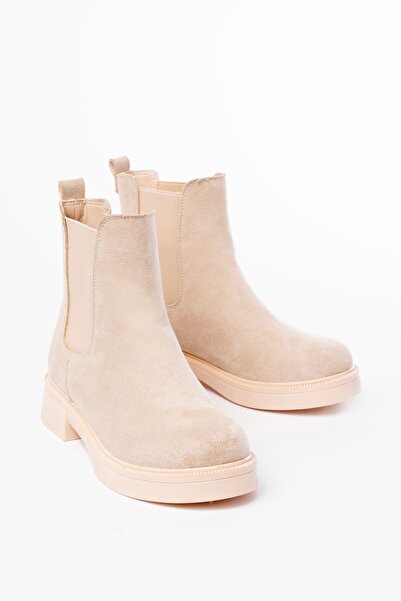 Zerenyus Zri̇n-2137 Premium Beige Suede Elastic Daily Women's Boots