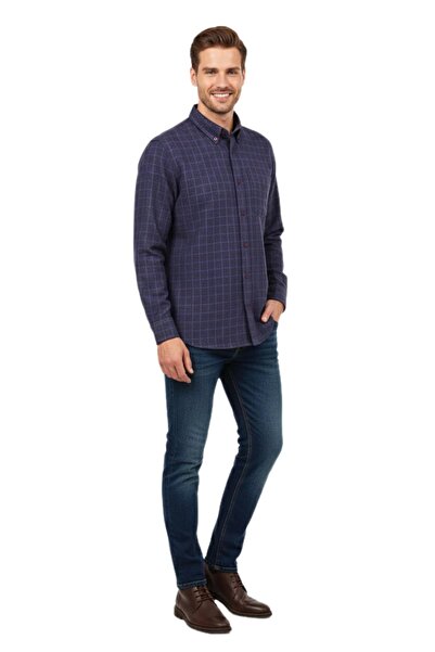 KAMER Ανδρικό χειμερινό μακρυμάνικο πουκάμισο 3532 BGL-ST04803