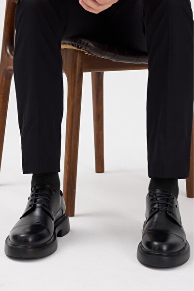 Terziayhan Μαύρες δερμάτινες ματ μπότες με κορδόνια