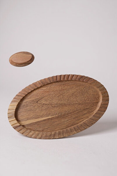 zezedesing Acacia Natural Decorative Oval Plate / Presentation Plate (2 Pieces)