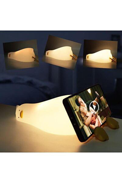 QKTYB مصباح بطة مستلقية على شكل بطة، مصباح ليلي للأطفال مع إضاءة قابلة للتعدي...