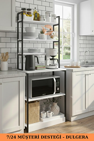 DULGERA Luna Kahve Köşesi Mutfak Bangosu - Çok Amaçlı Büyük Boy Mikrodalga ve Fırın Dolabı