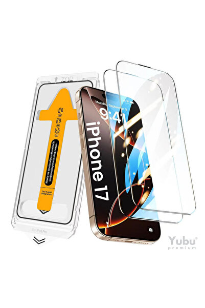 yubu واقي شاشة زجاجي كامل التغطية متوافق مع iPhone 17 مع جهاز تطبيق سهل الاست...