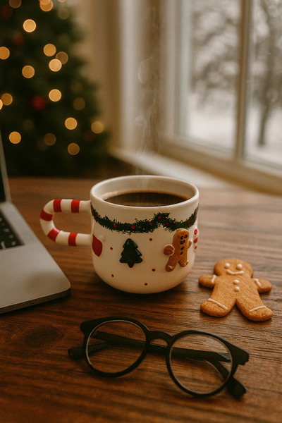 uğurlu dükkan كوب كوكيينا الأحمر والأبيض الملفوف بأشكال السنة الجديدة مع مقبض