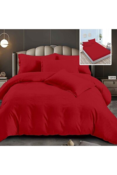 NufJoy Damask Policotton 6-piece Double Bedding Set - Cherry Red