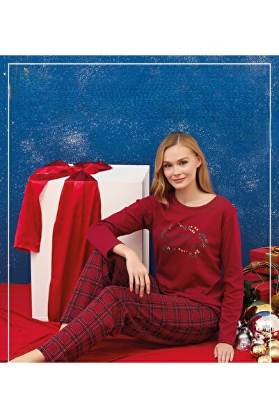 Over Sleep by Poleren Red Long Sleeved Pajama Set 3258