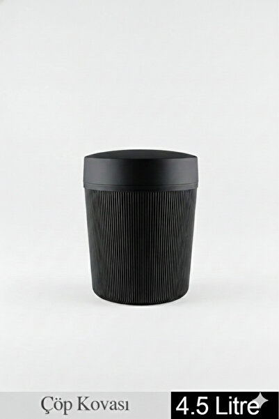 UYT LİFE Çizgili Yuvarlak Alkano Çöp Kovası 4.5 Litre Banyo Mutfak Çöp Kutusu