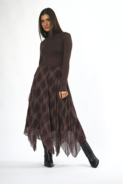 ABBRA Fusta în carouri cu talie elastică căptușită pentru femei