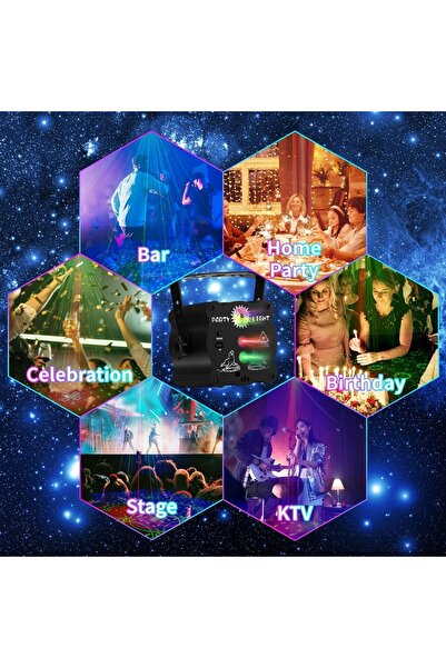 pococo DJ Disco Stage Party Lights - Battery Powered Laser Light - Sound Activated Strobe Projector