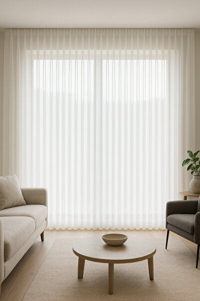 DR.MİCRO Perussa Home Matte Steel Ecru Color Tulle Curtain – Wrinkle-Free, Flowing, Premium Quality 1-2.5 Pleats