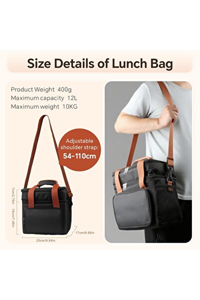 Baytion Insulated Lunch Bag for Women & Men, 12L Leakproof Double-Deck Cooler Bag