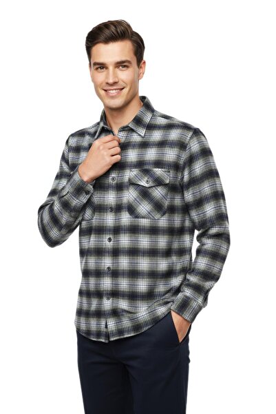 wolente Men's Winter Double Pocket Flap Shirt Bgl-St04933