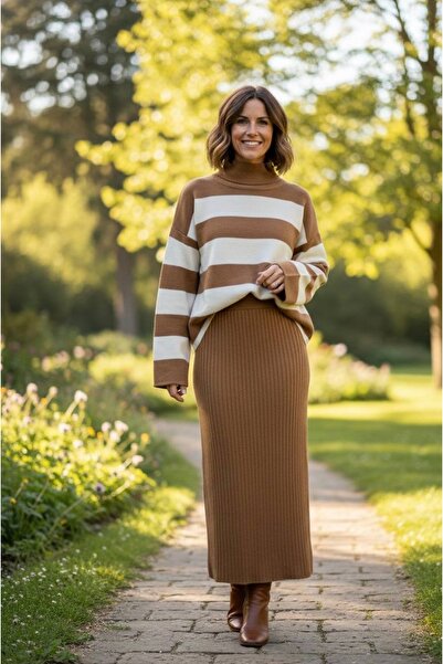 YusGos Women's Sweater Dress with Transverse Stripes Pattern