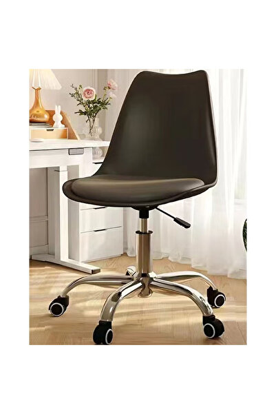 NKX كرسي مكتب كمبيوتر مريح - مقعد من الجلد الأسود ومسند ظهر بإطار فولاذي