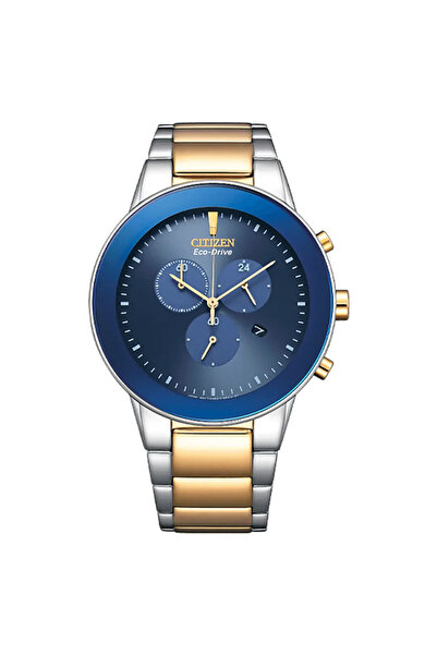 Citizen Eco-Drive Chronograph AT2244-84L Blue Dial Two-Tone Stainless Steel Women's Watch