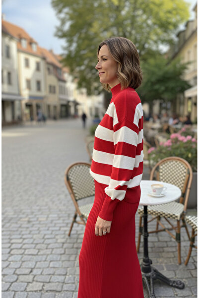 YusGos Women's Sweater Dress with Transverse Stripes Pattern