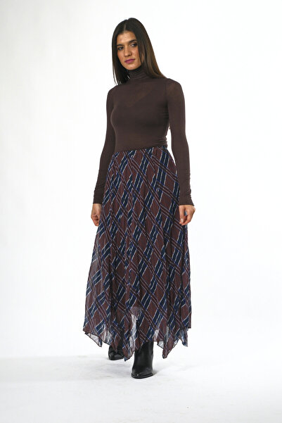 ABBRA Fusta în carouri cu talie elastică căptușită pentru femei