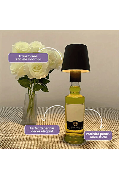 OferteTop Decorative Bottle Lamp with Multicolored Lighting, Cordless, Rechargeable