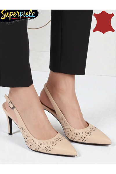 ANGEL BLUE Women's genuine leather pointed-toe shoes with thin heel