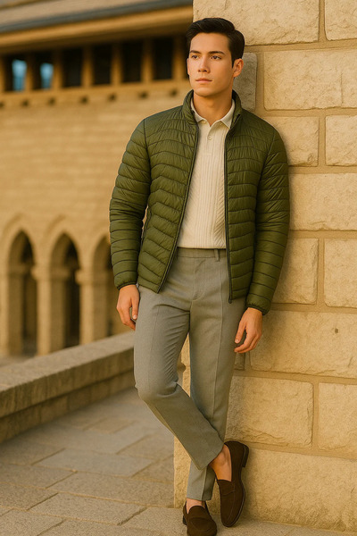 comstar Men's Casual Lined Khaki Puffer Jacket