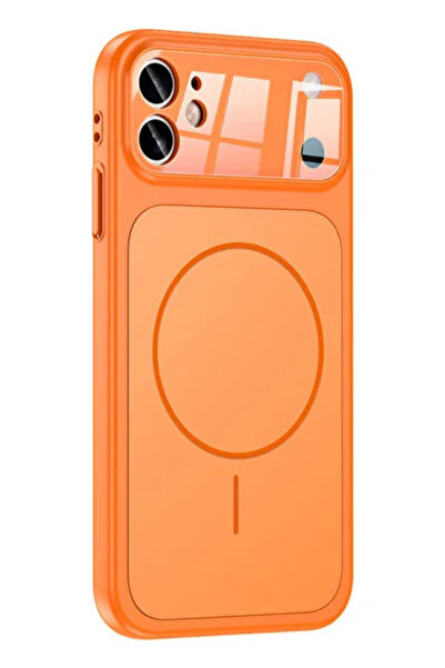 KVK PRİVACY iPhone 11 Uyumlu 17 Pro Görünümlü Çevirici Kamera Korumalı MagSafe Destekli Kılıf Orange