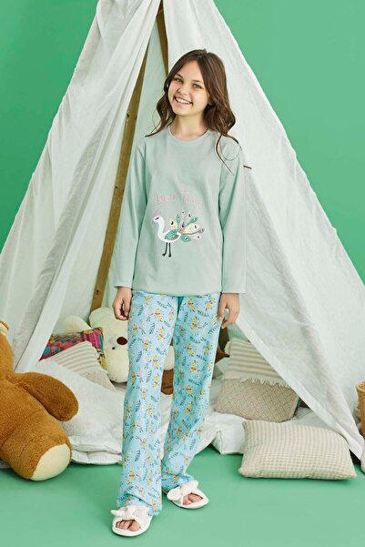 Aydoğan Young Girl's Cotton Pajama Set 240769 Mint