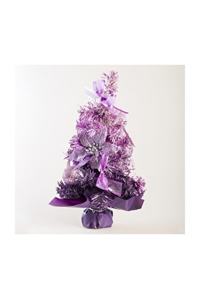 Empressco Mor küçük yılbaşı çam ağacı, beyaz detaylı, şık ve dekoratif süslem...