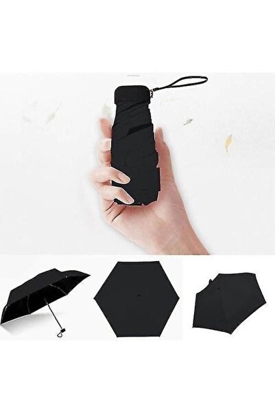 Elioure Mini Cepboy Şemsiye 17 cm Siyah, Pratik ve Hafif Taşıma Kolaylığı
