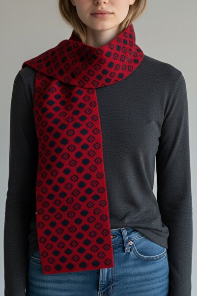 VARM Puantiyeli Uzun Geniş Triko Atkı