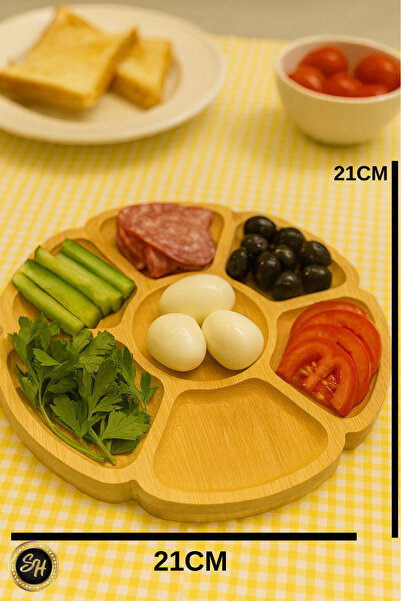 Snow Homs Original Bamboo Presentation Plate with Compartments Breakfast Plate, Snack Plate, Presentation Plate Bamboo Size: 21X21