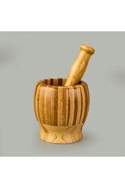 Genel Markalar Star Bambu Havan - Açık Kahverengi -10x9x9 cm