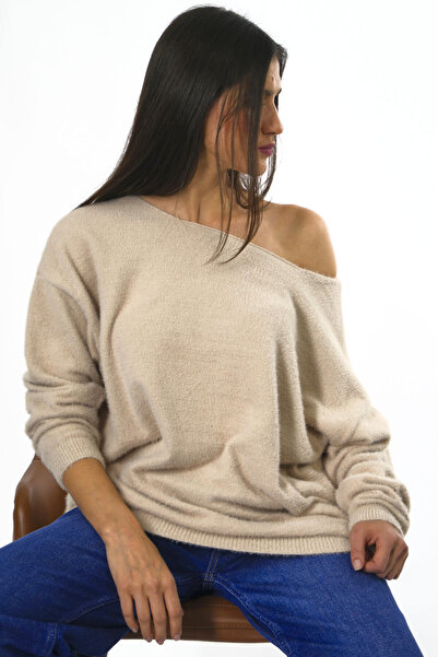 ABBRA Pulover pentru femei cu un singur umăr, cu barbă deschisă